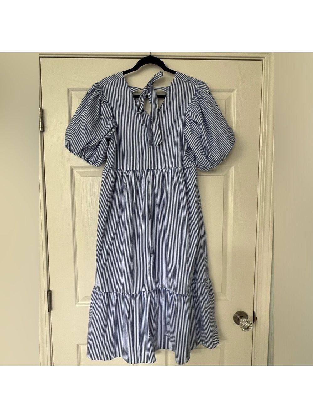 Influence Tie Neck Puff Sleeve Midi Dress. Size 12 - Picture 3 of 8